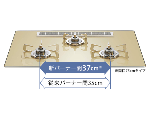 Noritz プログレ バーナー間の寸法が広がり、さらにスッキリ