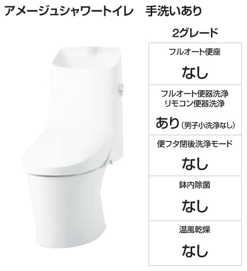 【基本工事費込み】LIXIL(INAX) トイレ『アメージュシャワートイレ』 2グレード [手洗いあり][便座一体型][ECO5][フチレス][アクアセラミックなし][標準:壁リモコン][床排水200mm固定][フルオート便器洗浄]